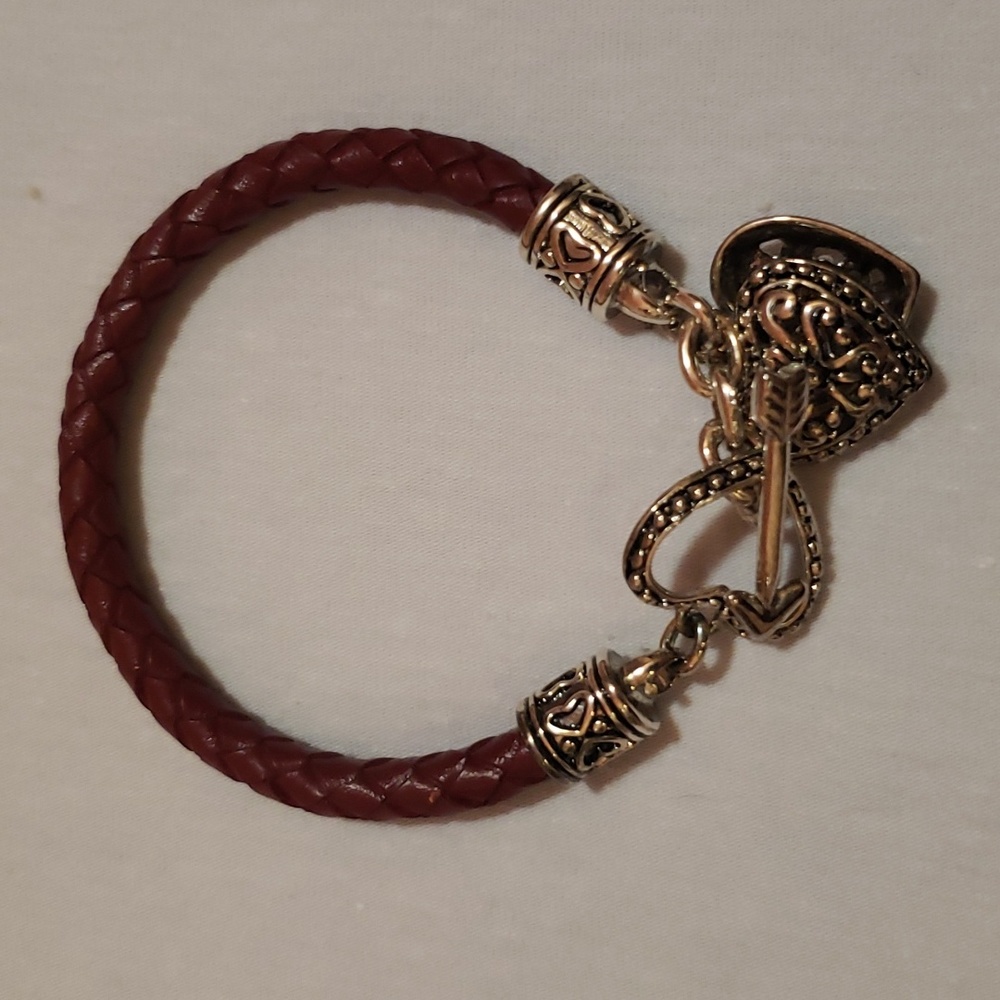Red Leather Charm Bracelet